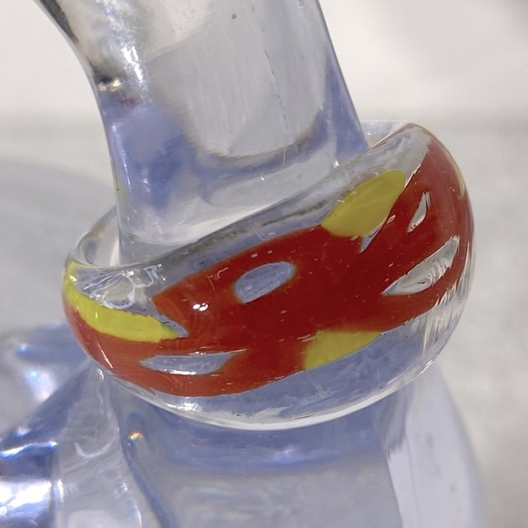 Vintage Art Glass Handmade Red Yellow Band Ring - Picture 6 of 11